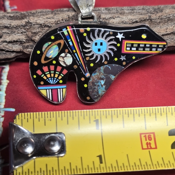 Vintage Zuni Native American Cosmic Bear Sterling Silver Pendent - Picture 5 of 5